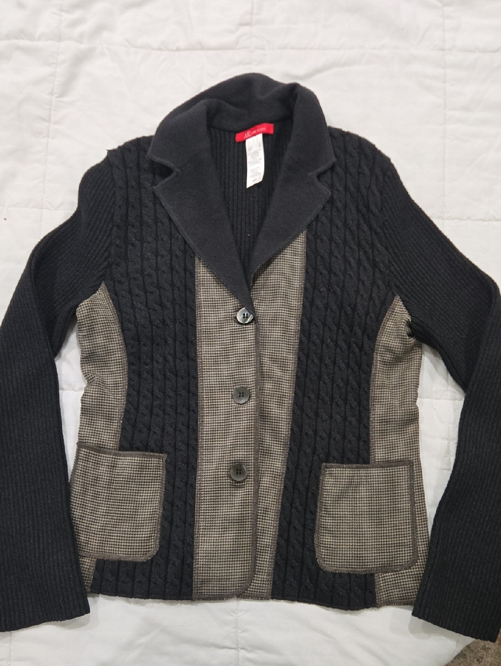 Anne Klein Black Ribbed Knit Sweater